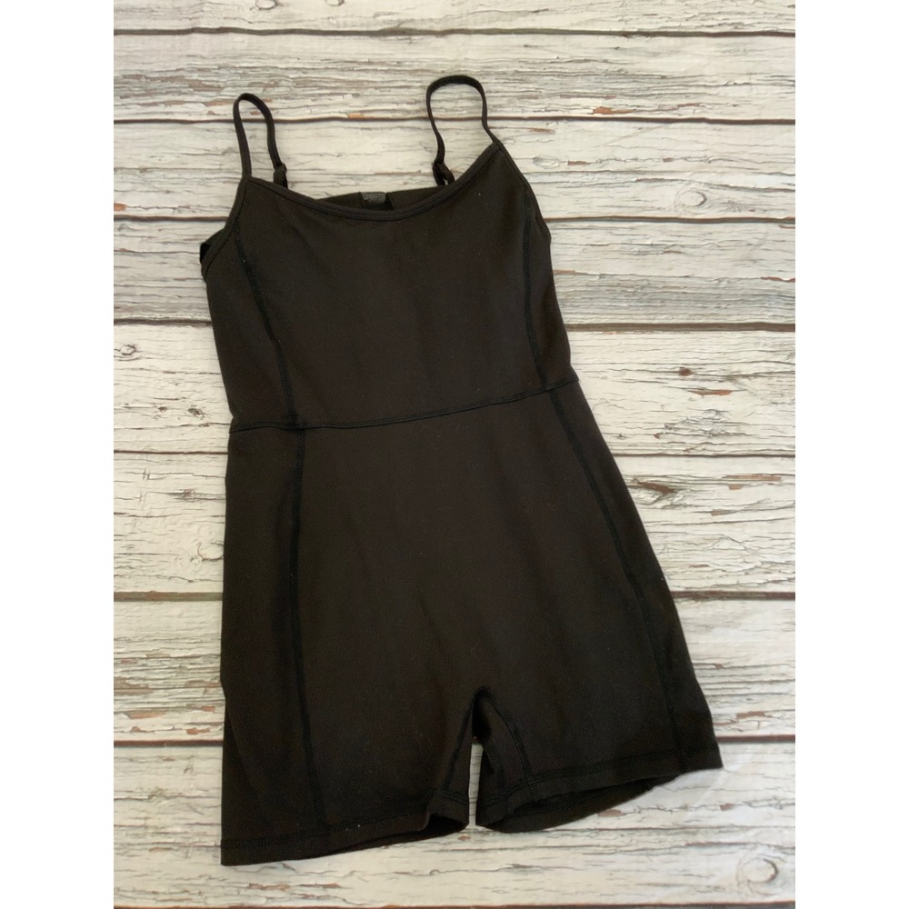 PAC 1980 Black Active Romper Bodysuit Small Adjustable Straps Athleisure Unitard